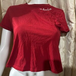 Divided small heart breaker embroidery red crop top